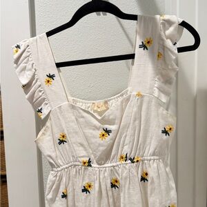 Altar'd State White Floral Ruffle Top